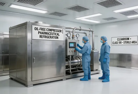 Oil-free compressor installation in pharmaceutical facility